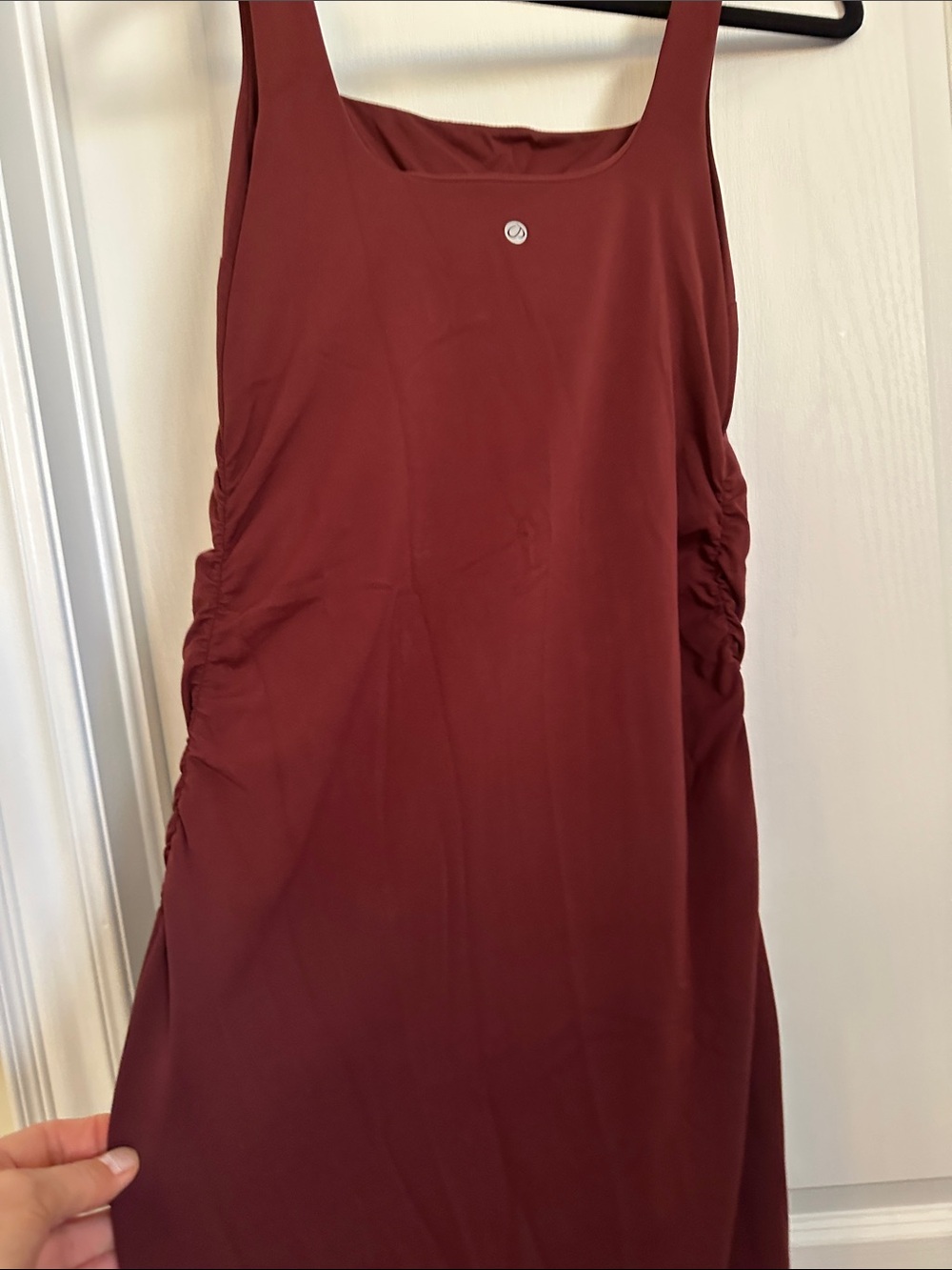 Maternity Burgundy Square-Neck Midi Dress - Picture 5 of 6